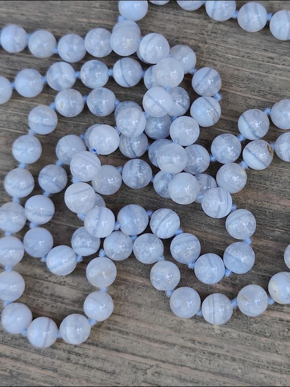 Vintage Blue Lace Agate Beaded Necklace - Light Blue - Picture 8 of 8
